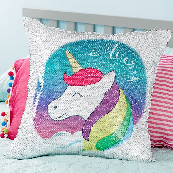 unicorn sequin pillow