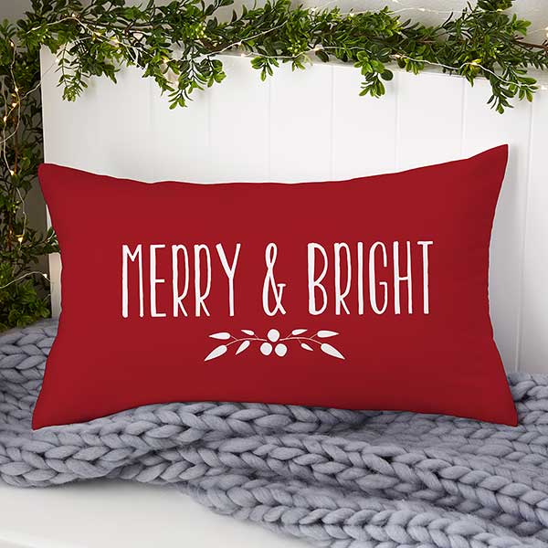 Personalized Christmas Throw Pillows - Holiday Wreath - 21439