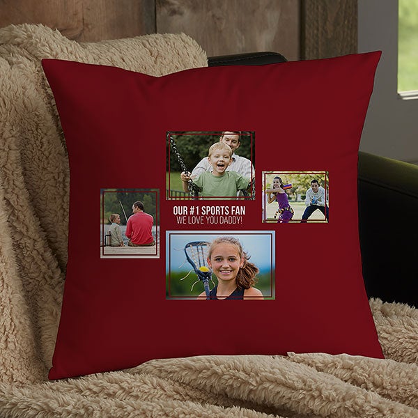 Personalized 4 Photo Collage Throw Pillows For Dad - 21461