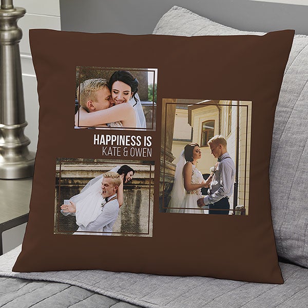 Wedding Photo Collage - Custom 3 Photo Throw Pillows - 21466