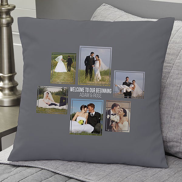 Wedding Photo Collage - Custom 6 Photo Throw Pillows - 21469