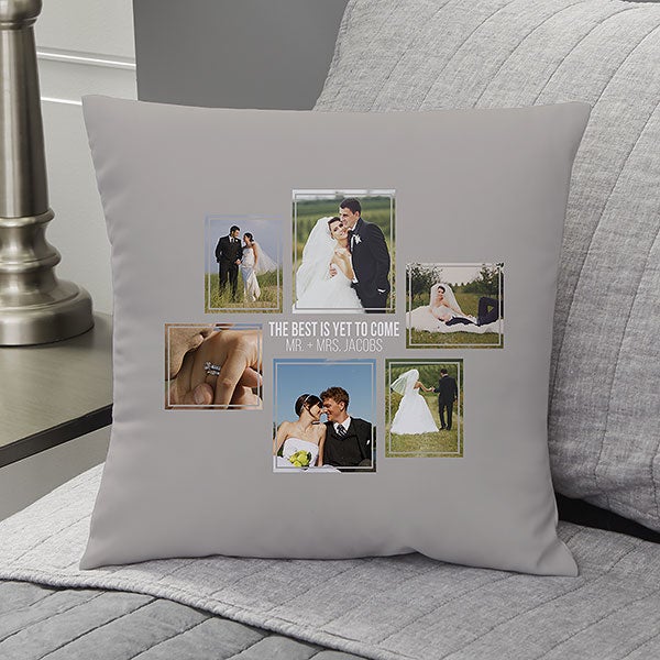 Wedding Photo Collage - Custom 6 Photo Throw Pillows - 21469