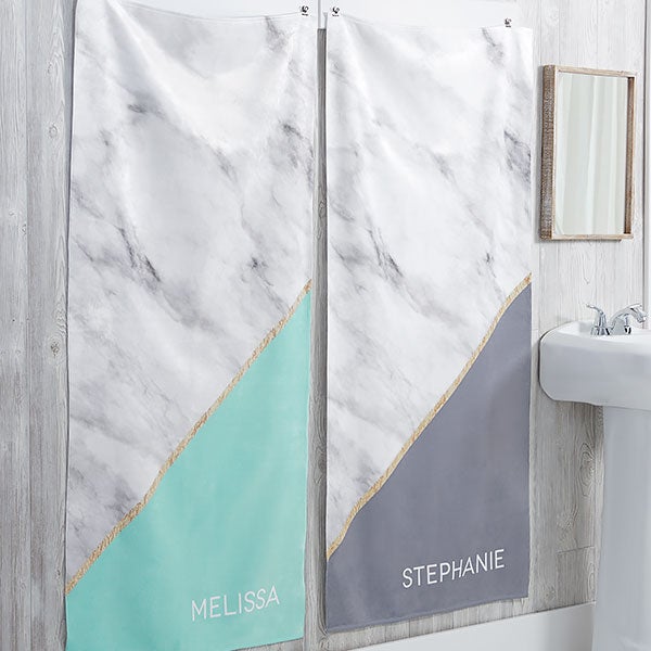 Personalized Marble Print Bath Towels - 21490