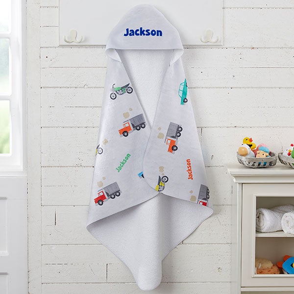 Personalized Hooded Towel - Cars & Trucks - 21496