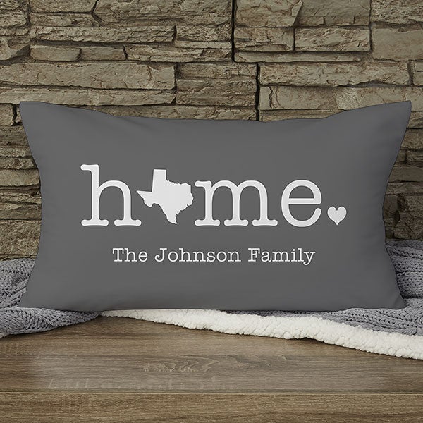 Home State Personalized Lumbar Velvet Throw Pillow