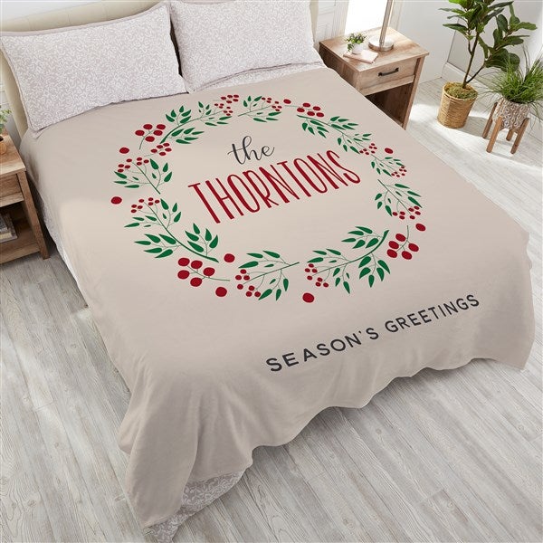 Christmas Wreath Personalized Blankets - 21531