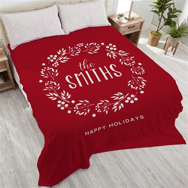 Christmas Wreath Personalized Blankets - 21531