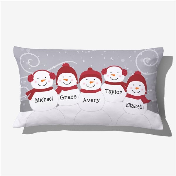 Snowman Family Personalized Lumbar Pillow - 21535