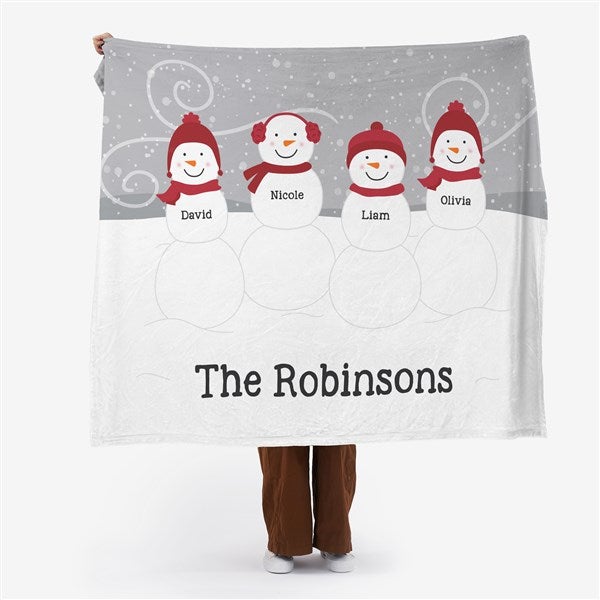 Snowman Family Personalized Blankets - 21537