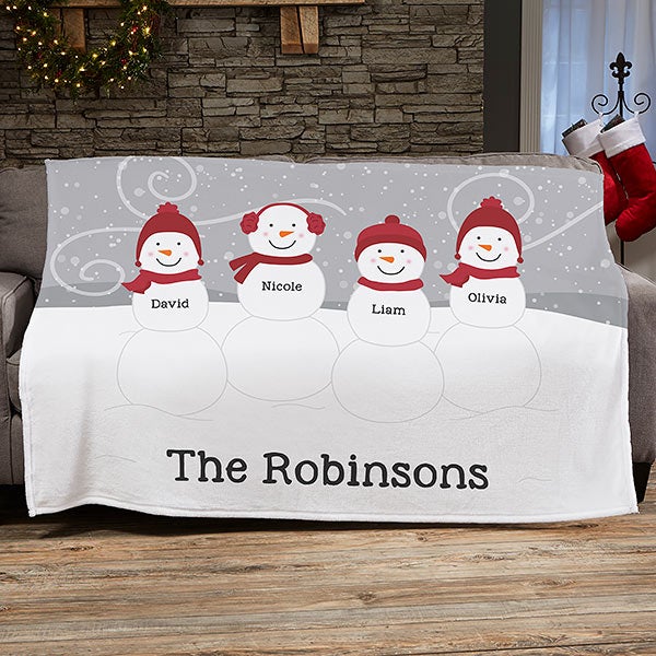 Snowman Family Personalized Blankets - 21537