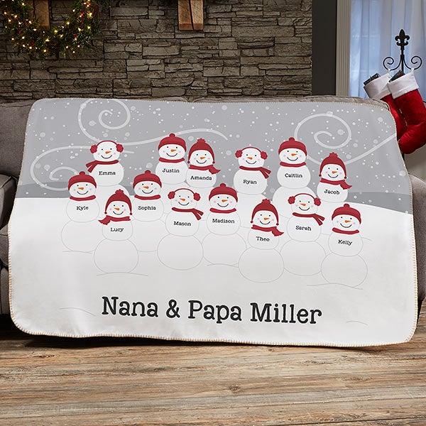 Snowman Family Personalized Blankets - 21537