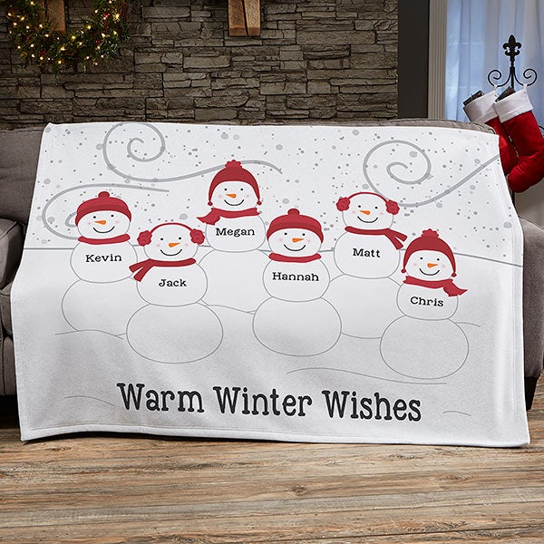 Snowman Family Personalized Blankets - 21537