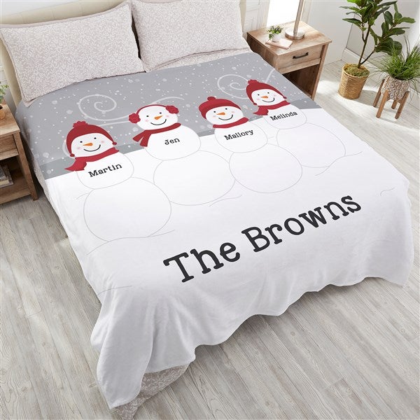 Snowman Family Personalized Blankets - 21537