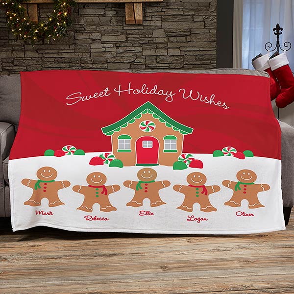 Gingerbread Family Personalized Blankets - 21538