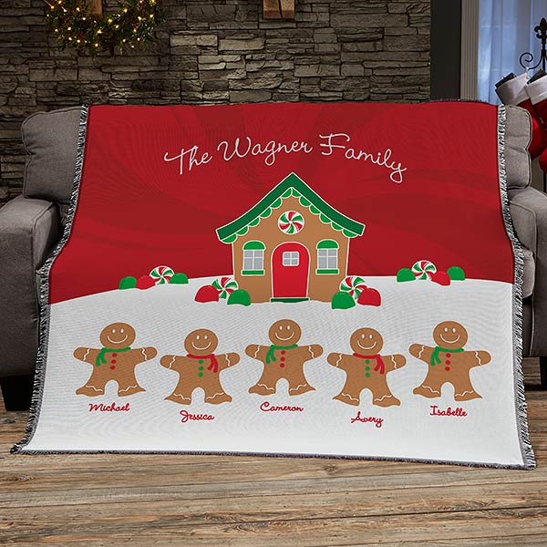 Gingerbread Family Personalized Blankets - 21538