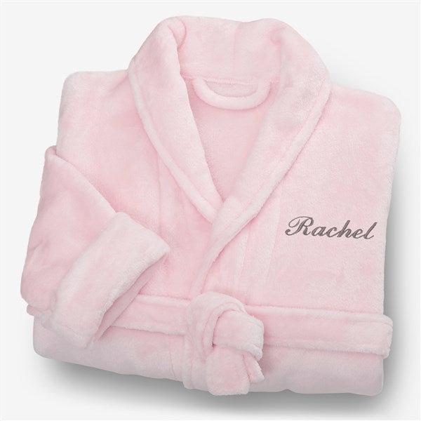 Pink Embroidered Robe Classic Embroidered Pink Short Fleece Robe