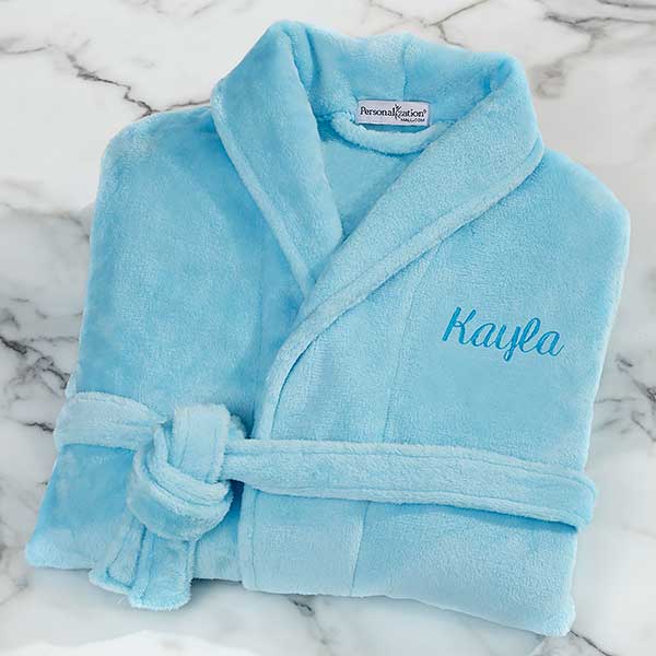 Classic Embroidered Short Fleece Robe
