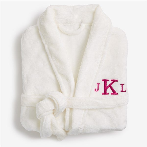 Classic Embroidered Short Fleece Robe - 21547