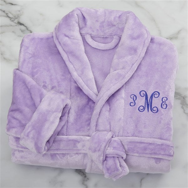 Classic Embroidered Short Fleece Robe - 21547
