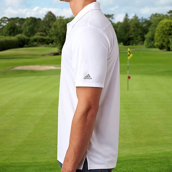 Custom Embroidered White Adidas Polo Shirt