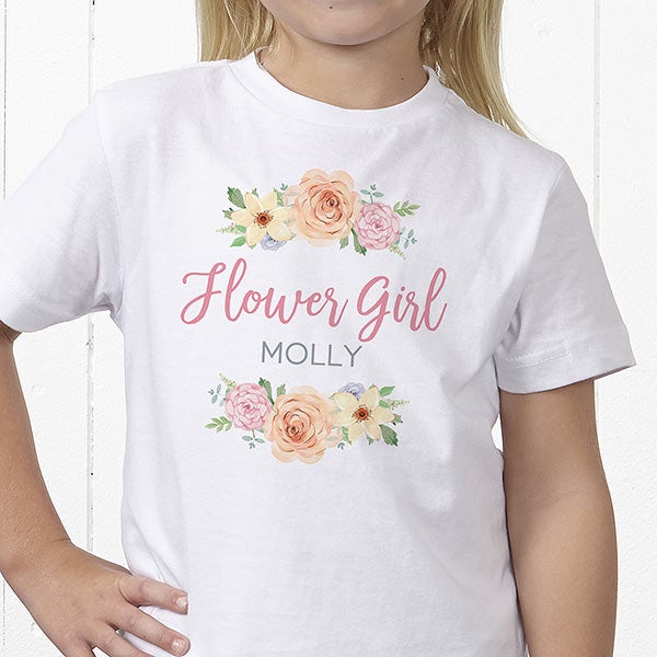 Personalized Flower Girl Shirts Floral Wreath