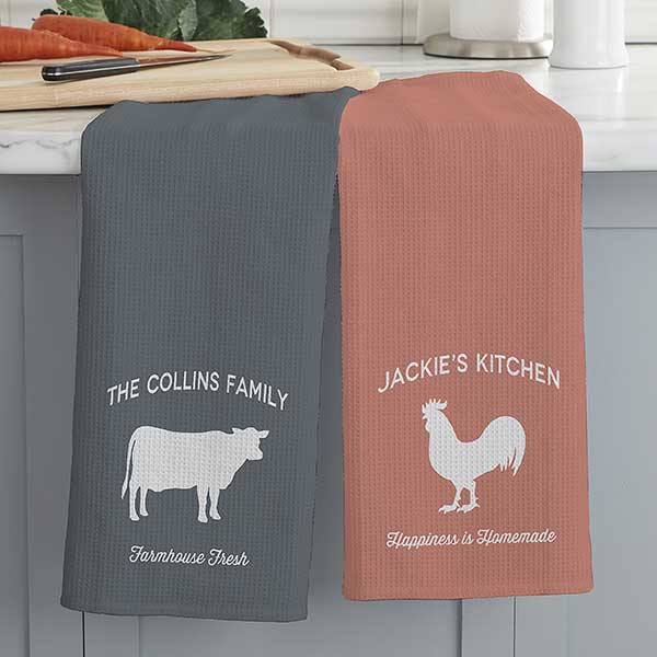 Farmhouse Kitchen Personalized Waffle Weave Kitchen Towel