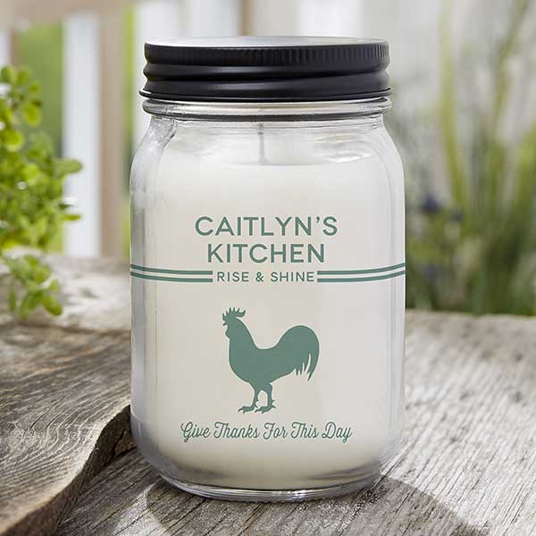 Farmhouse Kitchen Personalized Candle Mason Jar - 21625