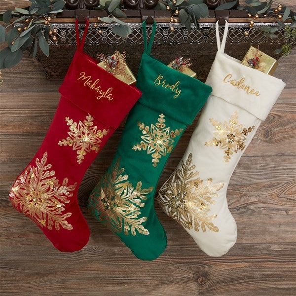 Glistening Snowflake Personalized Christmas Stockings