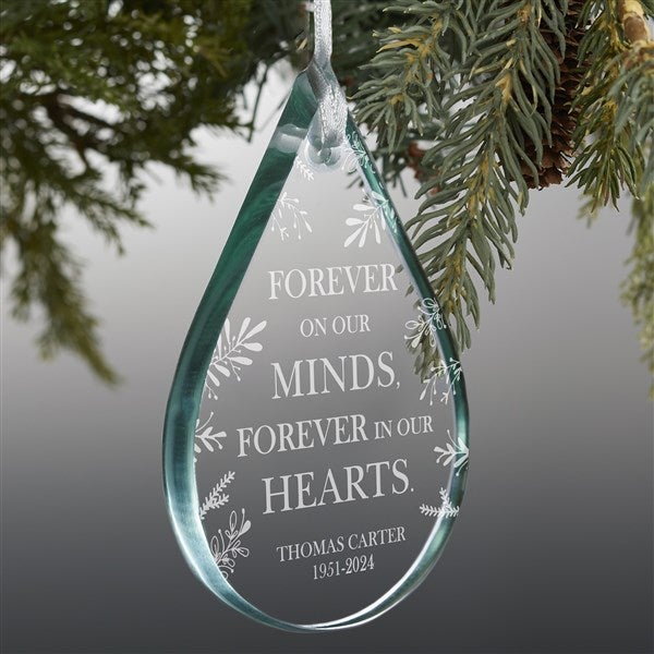 Memorial Teardrop Engraved Glass Ornaments - 21666
