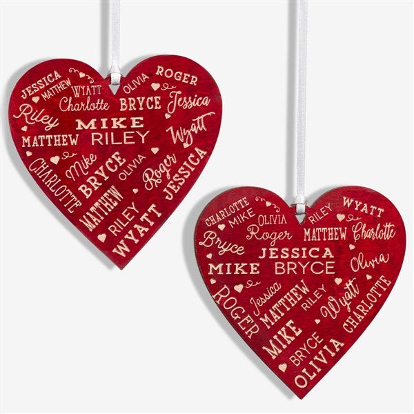 Personalized Wooden Heart 44 Name Ornament - 21668