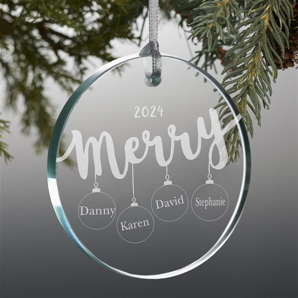 Merry Everything Engraved Family Glass Ornament - 21692