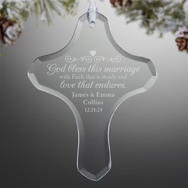 Engraved Glass Wedding Ornament - Marriage Blessing - 21694