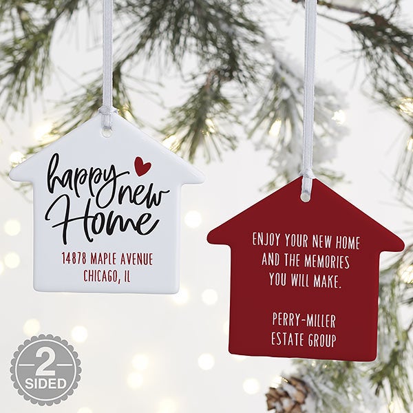 Hy New Home 2 Sided Personalized House Ornament Christmas Hy New Home Personalized House Ornaments 21699