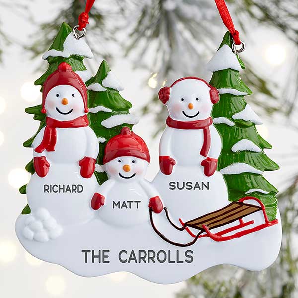 Snowmen 2,3,4 to 8 Personalised Family Christmas Tree Xmas Decoration Ornament 