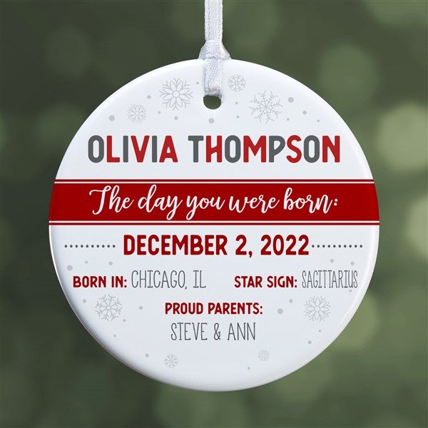 Personalized Baby Ornament - The Day You Were Born - 21704