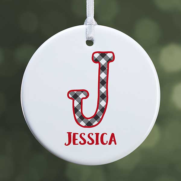 Buffalo Plaid Monogram Photo Ornaments - 21708