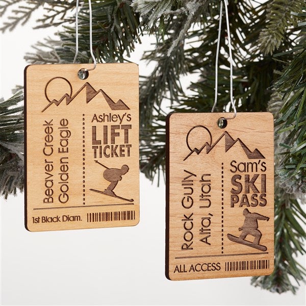 Ski Pass Personalized Wood Ornament - 21726