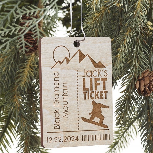 Ski Pass Personalized Wood Ornament - 21726