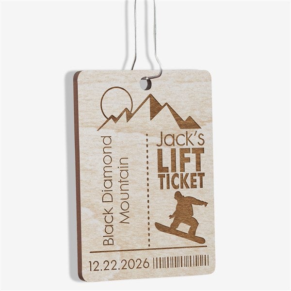 Ski Pass Personalized Wood Ornament - 21726