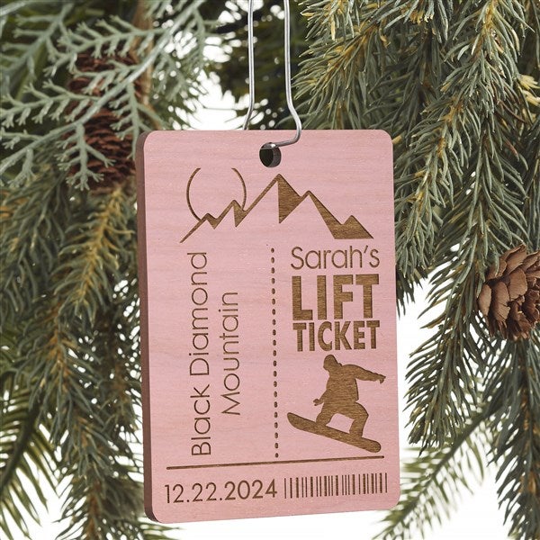 Ski Pass Personalized Wood Ornament - 21726