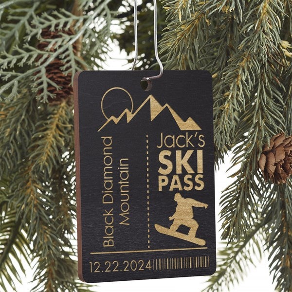 Ski Pass Personalized Wood Ornament - 21726