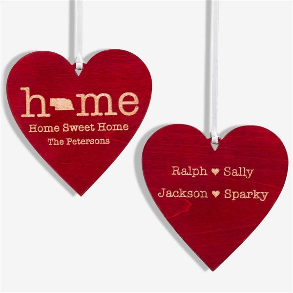 Home State Personalized Wood Heart Ornament - 21729