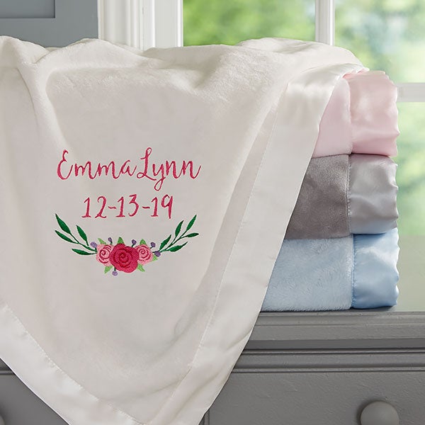 Embroidered Floral Baby Blankets