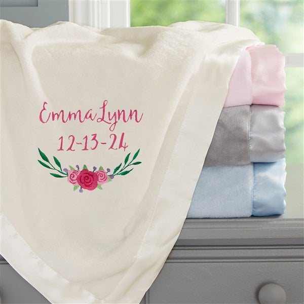 Embroidered Floral Baby Blankets - 21731