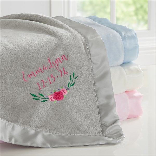 Embroidered Floral Baby Blankets - 21731