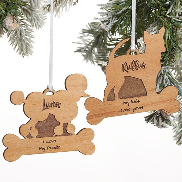 Engraved Wood Dog Ornament