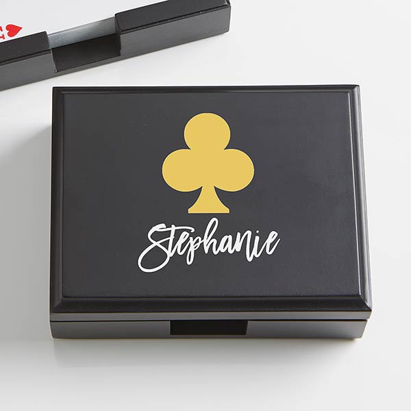 Personalized wooden playing card box with custom engraving for Christmas  gift - Shop EngravedWoodBox Other - Pinkoi