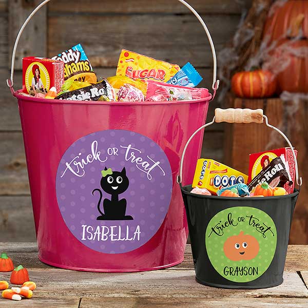 Personalized Halloween Trick or Treat Buckets