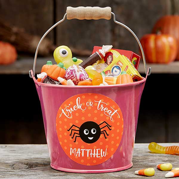 Halloween Character Personalized Halloween Treat Bucket - Pink