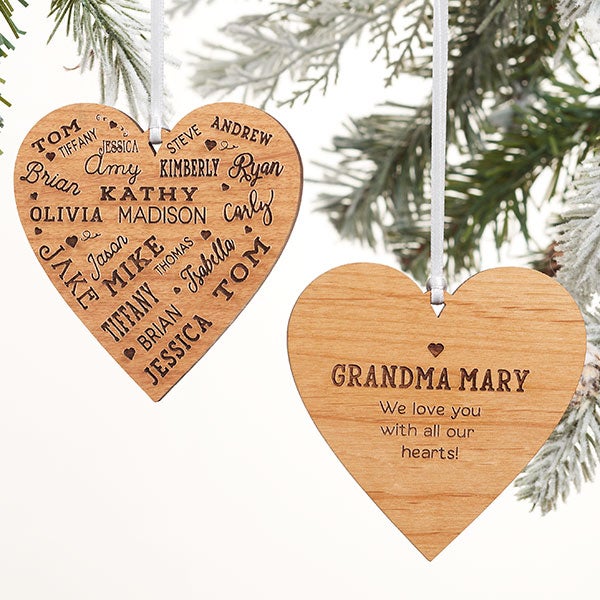 Whitewashed Wood Heart Ornaments - 3 Assorted